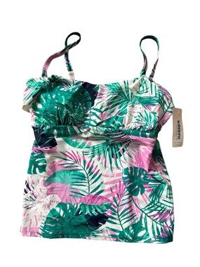 Krista Shape Solution Tankini Top Size L Tropical Print Bust Enhancer NWT